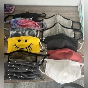 Bundle 11 Fabric Face Masks Rustico Tie dye colorful Grey Black White Men Women